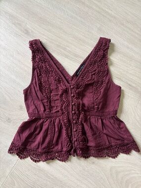 Abercrombie & Fitch Crochet-Trim Peplum Top